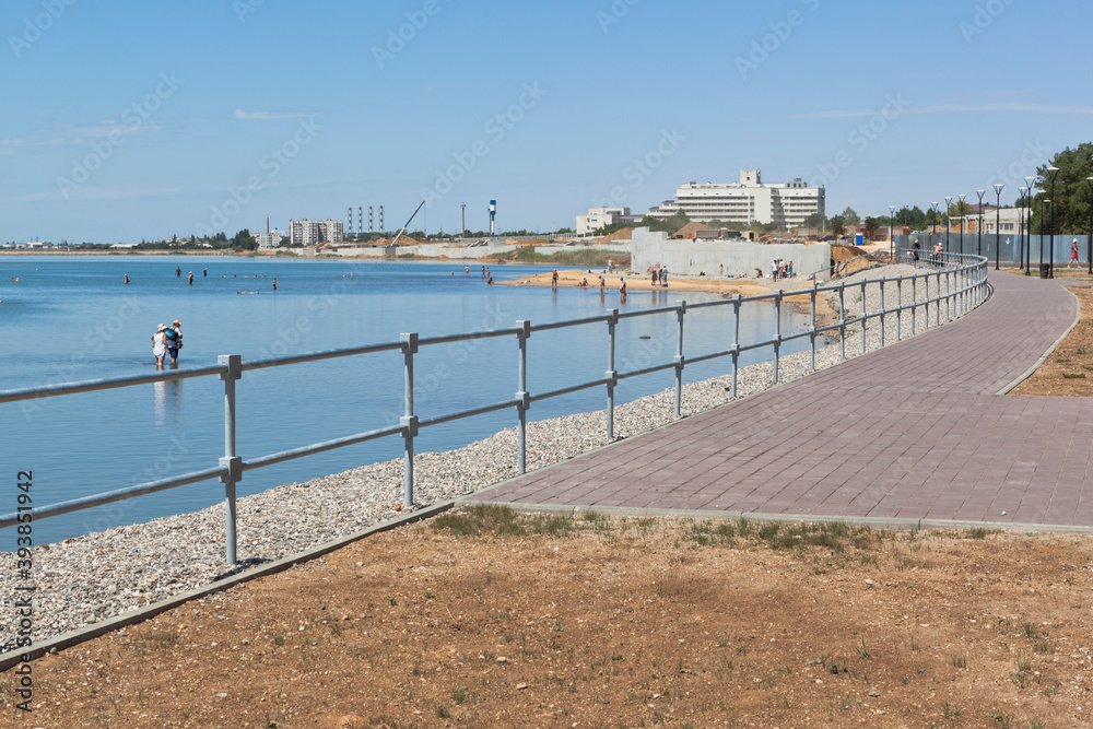 Improvement of the embankment of the Saki medicinal lake in the resort town of Saki, Crimea Improvement of the embankment of the Saki medicinal lake in the resort town of Saki, Crimea