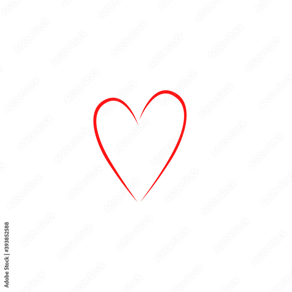 Red Simple Heart Sign Symbol on white 