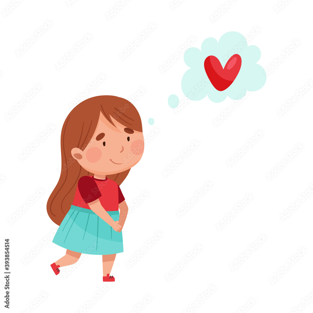Pretty Girl Character Walking and Dreaming Vector Illustration Pretty Girl Character Walking and Dreaming Vector Illustration