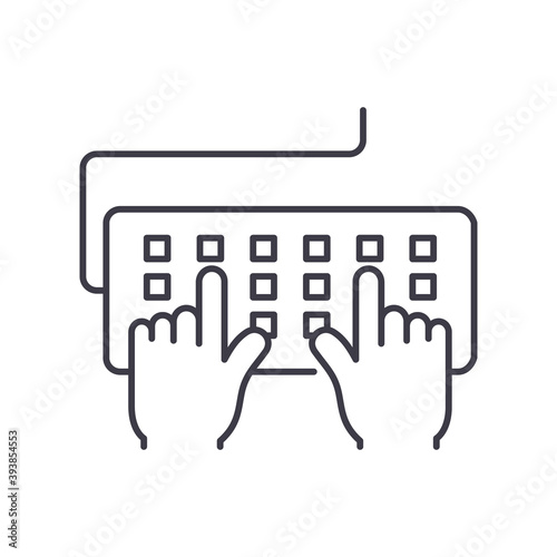 Data entry icon, linear isolated illustration, thin line vector, web design sign, outline concept symbol with editable stroke on white background.