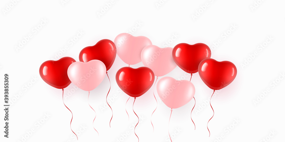 Flying red balloon in heart shape over white background Flying red balloon in heart shape over white background
