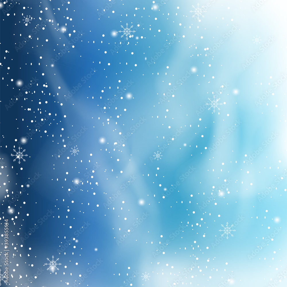 Obraz premium Falling snow isolated on blue background. For greeting card merry christmas, web site, poster, placard and wallpaper. Falling snow background