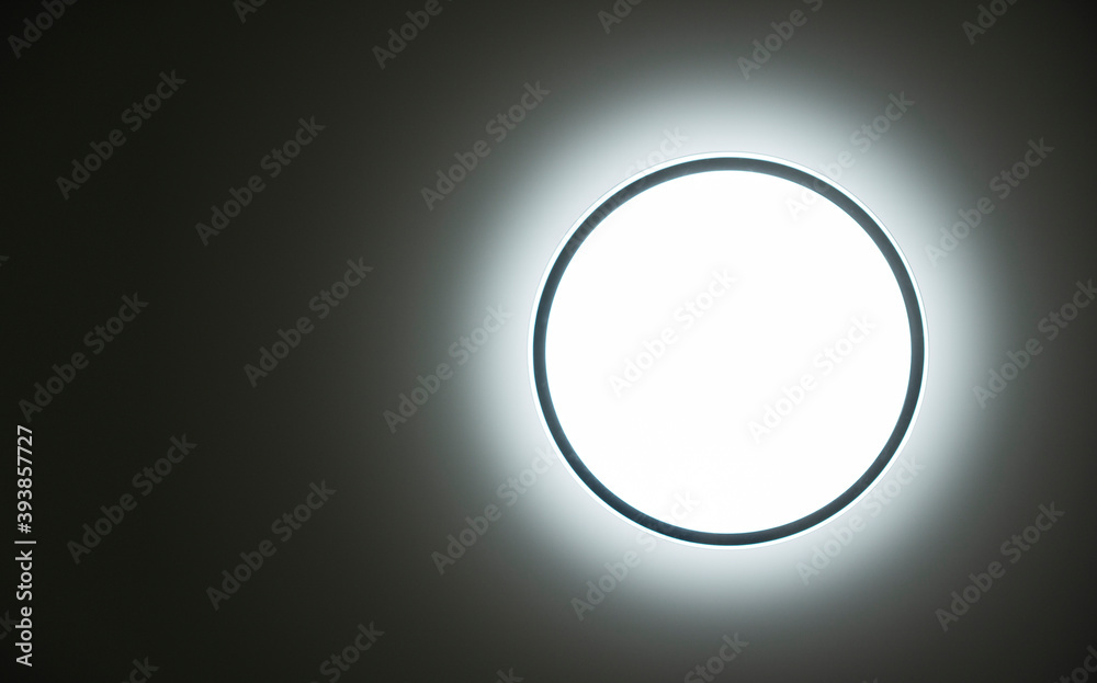 Round led ceiling lamp background. Saving lighting. Copy space. Round led ceiling lamp background. Saving lighting. Copy space.
