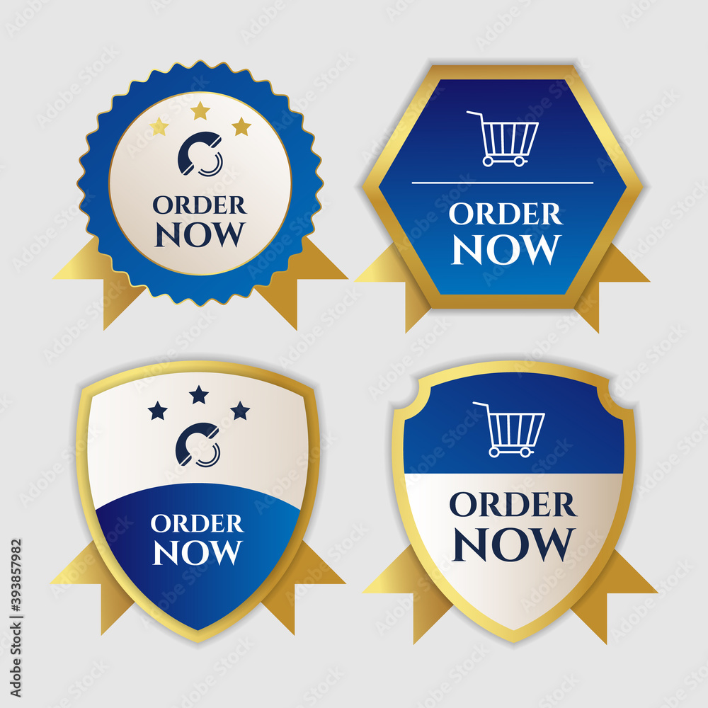 Fototapeta premium Collection of order now stickers. - Vector.