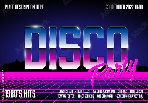 Disco party poster template