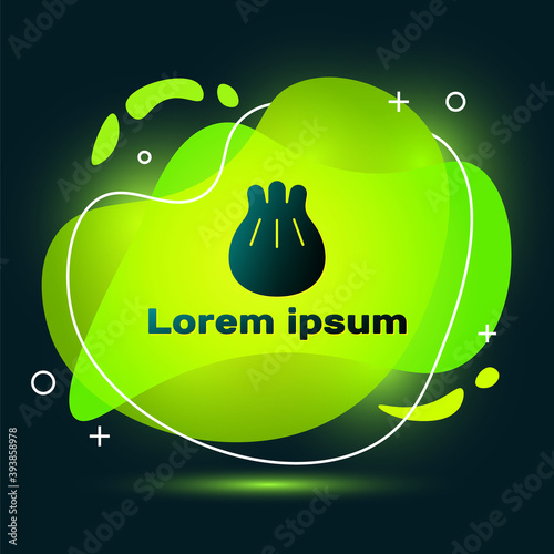 Black Khinkali on cutting board icon isolated on black background. Traditional georgian dumpling. Abstract banner with liquid shapes. Vector Illustration.