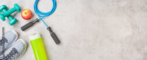 Fotografie Sport and fitness equipment with copyspace