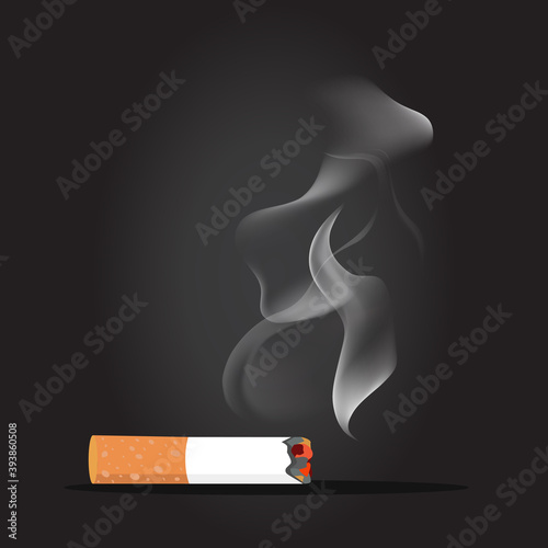 Cigarette butt with smoke concept