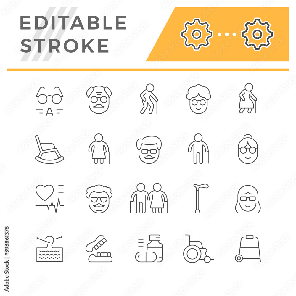 Set line icons of older people Set line icons of older people