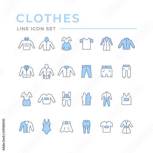 Set color line icons of clothes
