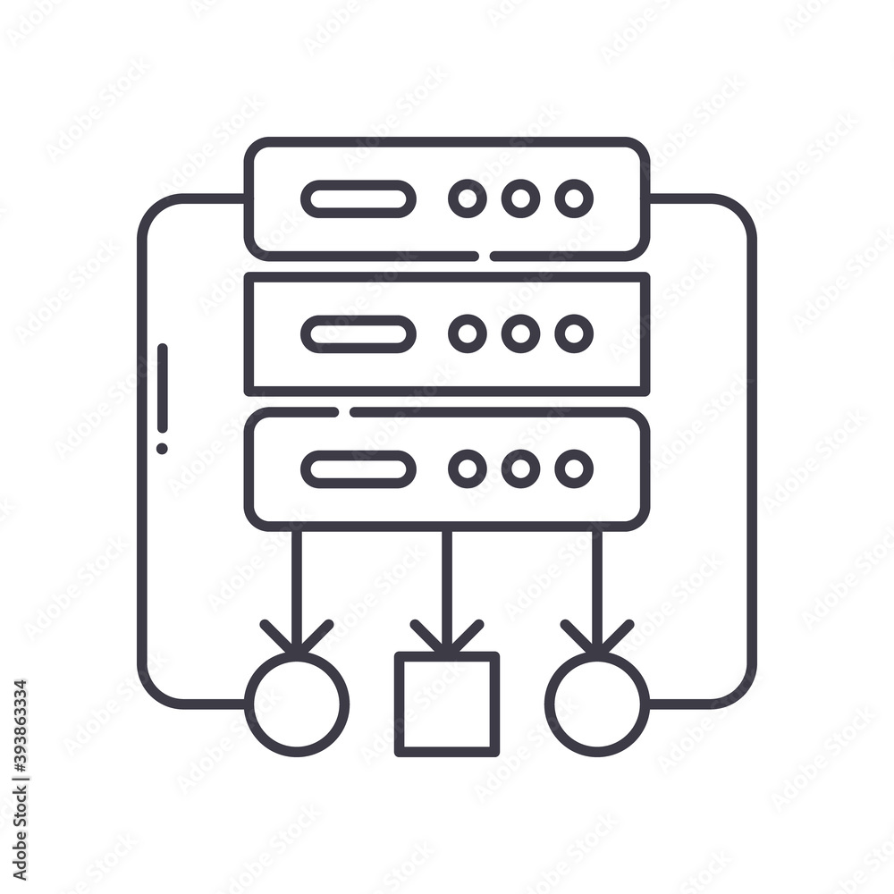 Database algorithm icon, linear isolated illustration, thin line vector, web design sign, outline concept symbol with editable stroke on white background. Database algorithm icon, linear isolated illustration, thin line vector, web design sign, outline concept symbol with editable stroke on white background.
