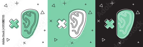 Set Deafness icon isolated on white and green, black background. Deaf symbol. Hearing impairment. Vector.