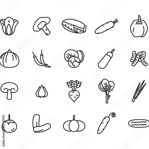 icon food set icons vegetables vector symbol illustration design fruit isolated pepper vegetable tomato drawing pattern garlic corn onion apple health carrot cartoon art collection