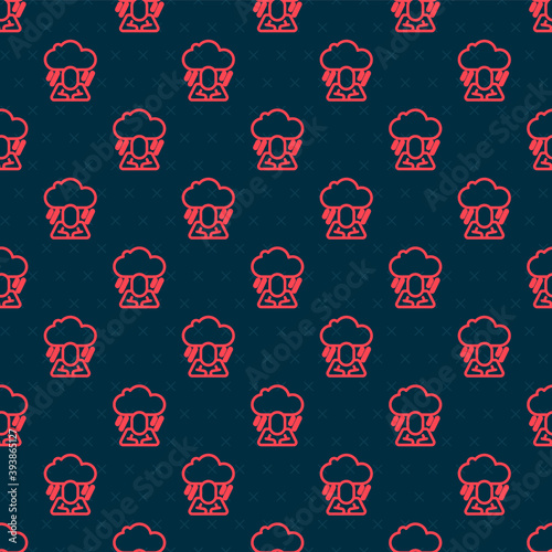 Red line Depression and frustration icon isolated seamless pattern on black background. Man in depressive state of mind. Mental health problems. Vector.
