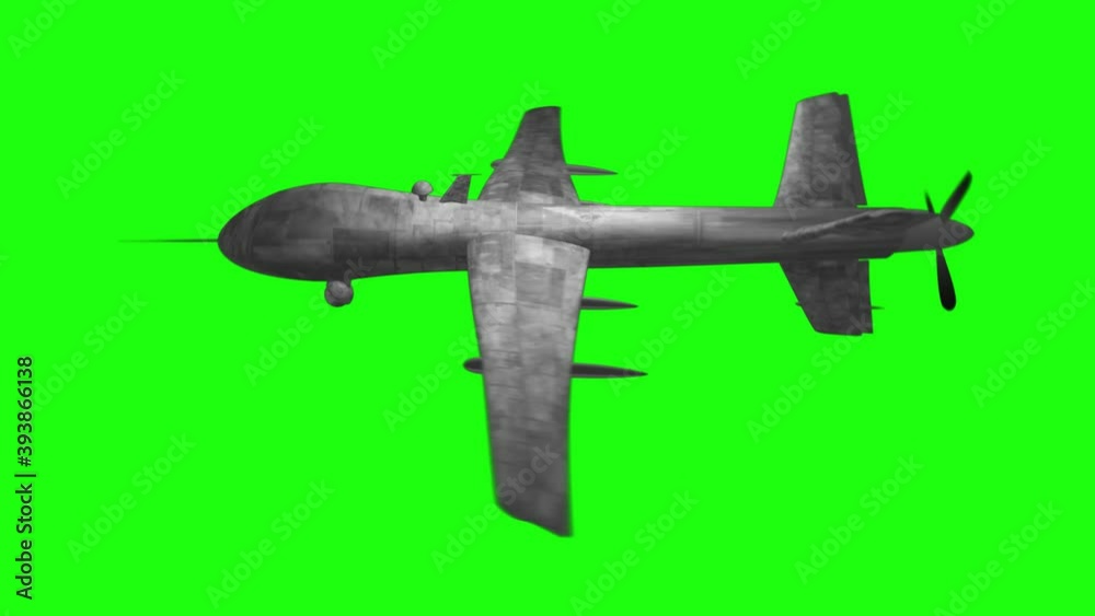UAV drone military animation rotating in a seamless loop. A 3D rendering animation in green screen UAV drone military animation rotating in a seamless loop. A 3D rendering animation in green screen