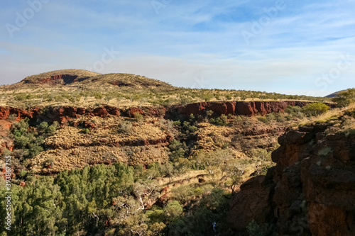 Hiking and swimming in Karijini National-Park  Western Australia with beautiful rock formations