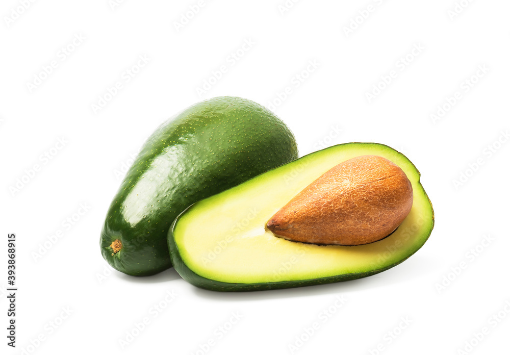 Ripe fresh green avocado isolated on white. Ripe fresh green avocado isolated on white.
