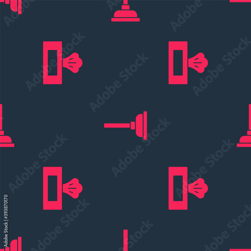 Set Wet wipe pack and Rubber plunger on seamless pattern. Vector.