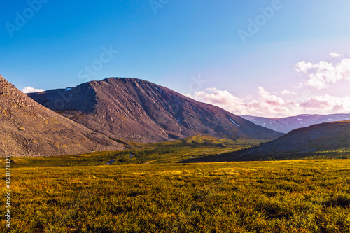 view of the tundra and mountains of the subpolar urals