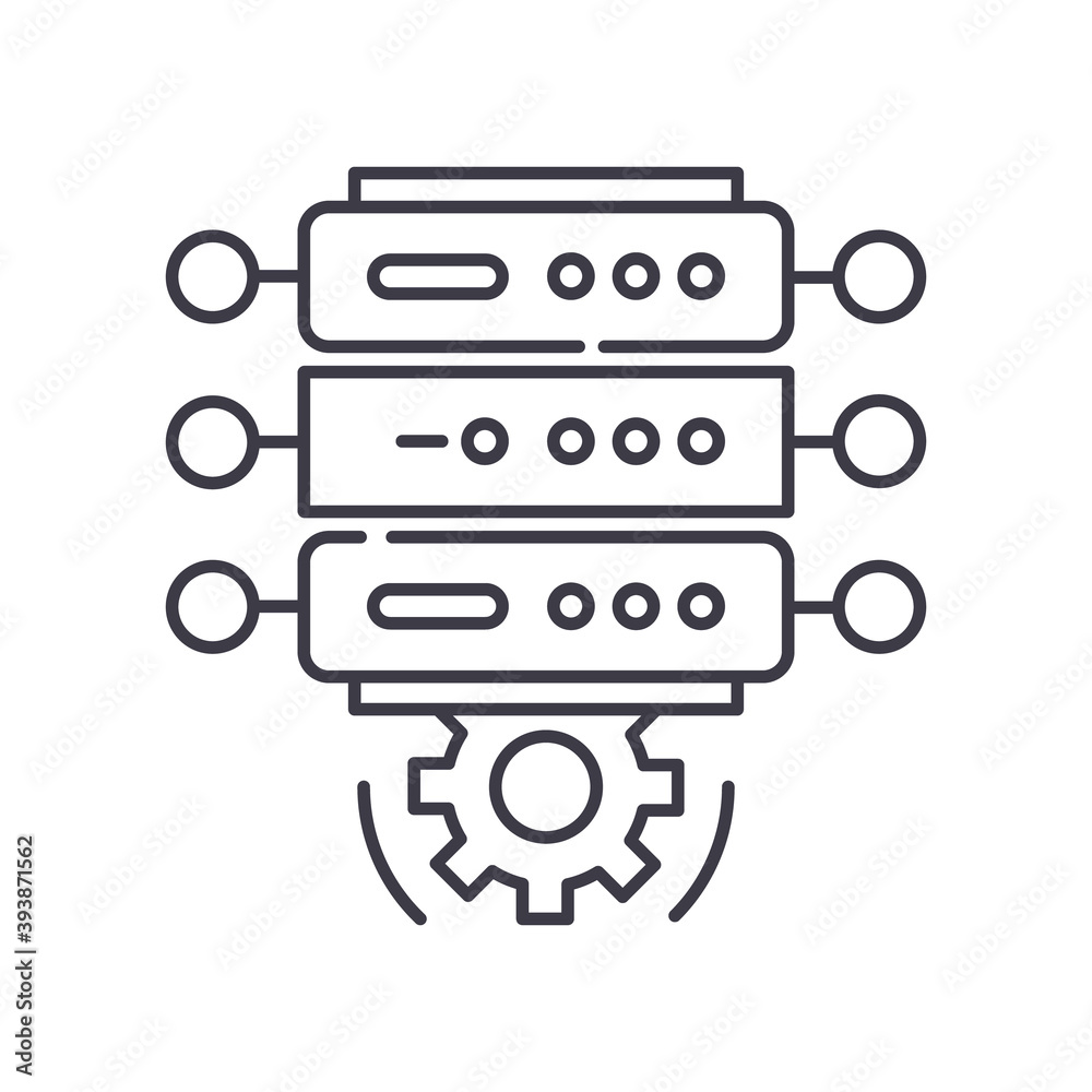 Dedicated hosting icon, linear isolated illustration, thin line vector, web design sign, outline concept symbol with editable stroke on white background. Dedicated hosting icon, linear isolated illustration, thin line vector, web design sign, outline concept symbol with editable stroke on white background.