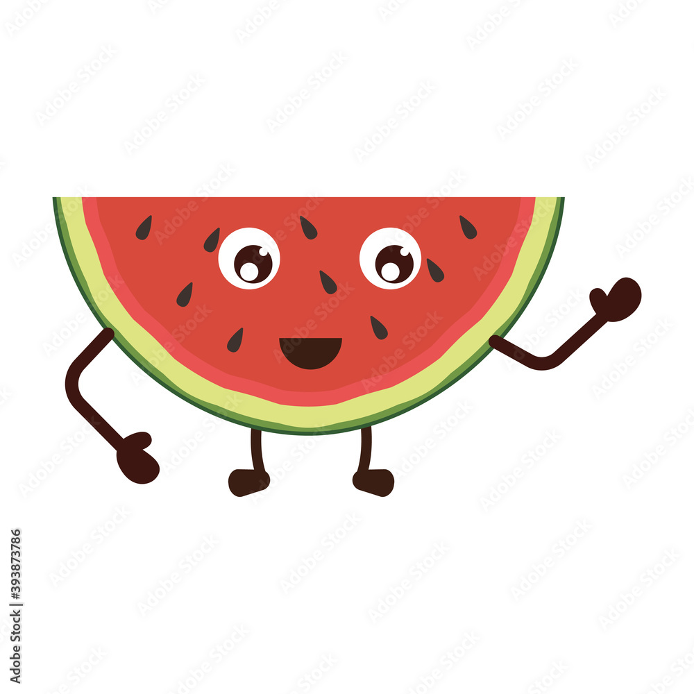 Obraz premium Cute Watermelon character, Watermelon cartoon vector illustration