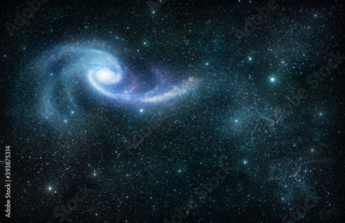 Space with Galaxy 3D Illustration