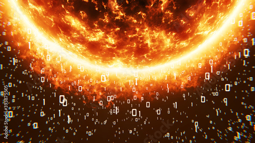 A Sun with binary code 3D Illustration photo