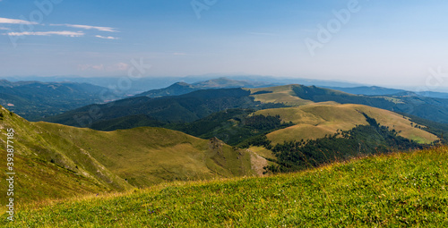 View from Oslea hill summit in Valcan mountains in Romania