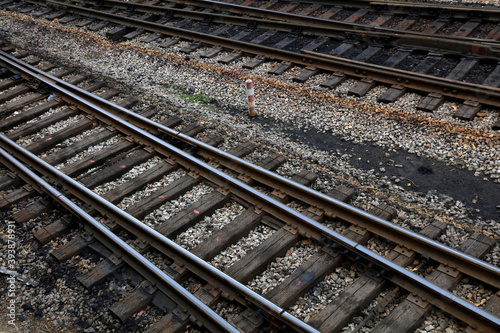 Close up photos of railway tracks