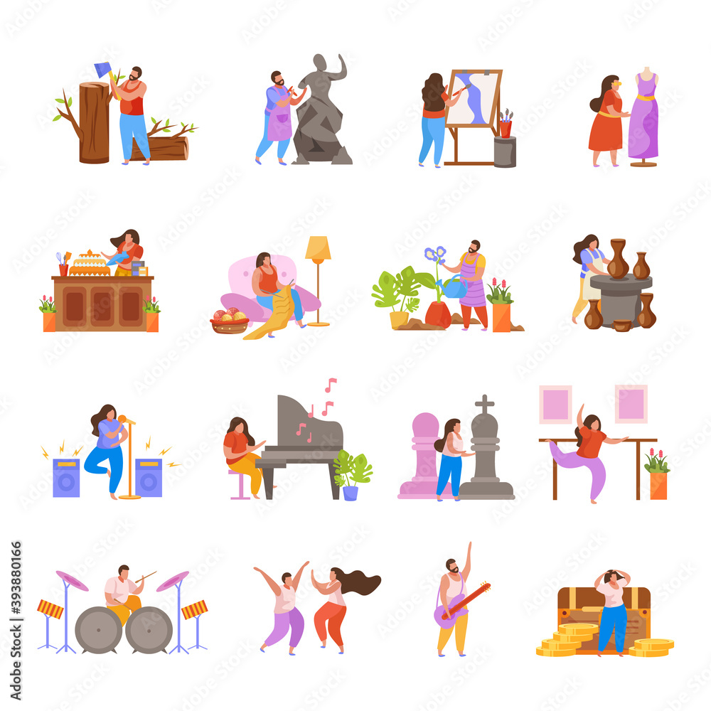 People Hobbies Icons Collection