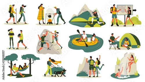 Hiking Outdoors Icons Collection © Macrovector