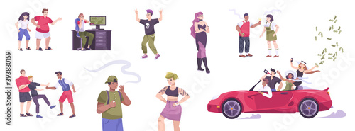 Troubled Teenagers Flat Icons