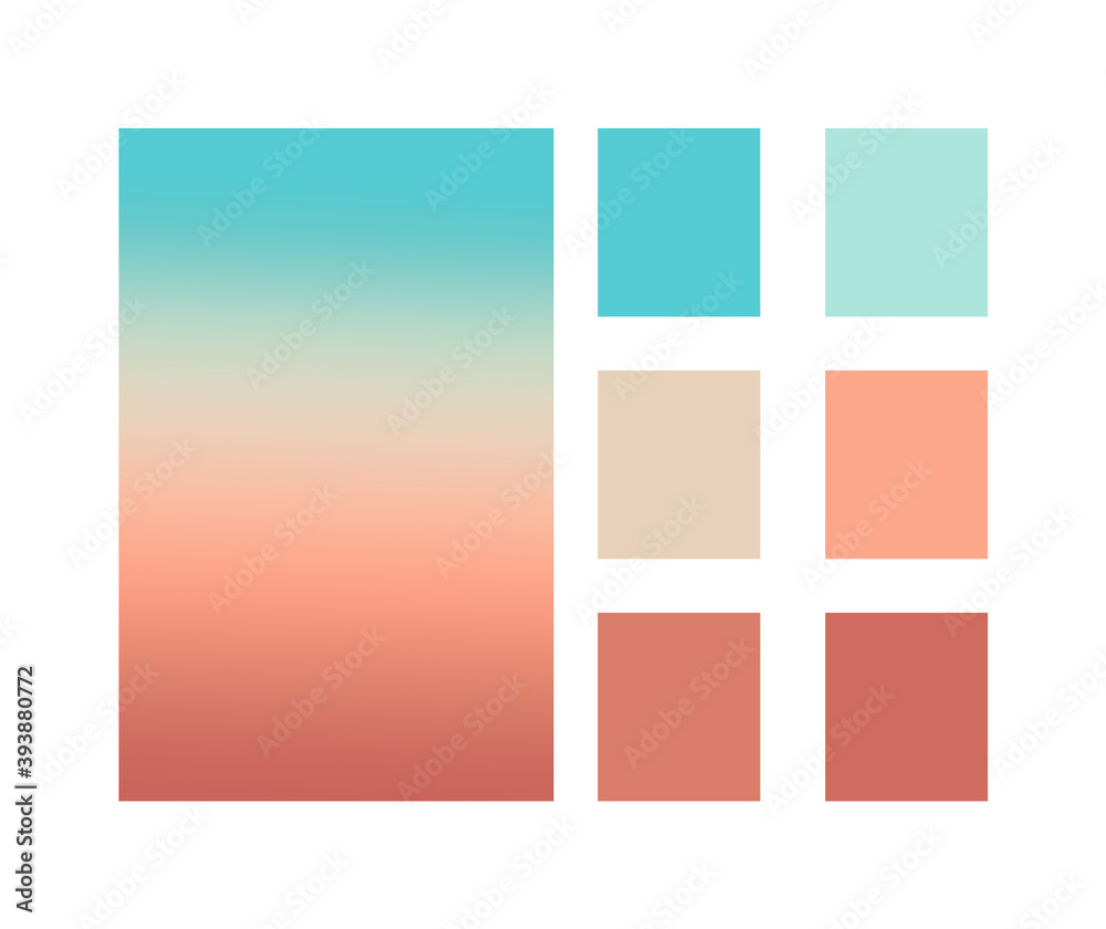 Color palette gradient, trend. Color shapes set, geometric form with different color, trendy set, vector illustration, flat design