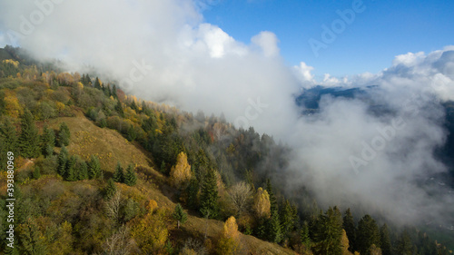  Landscape mountains Carpathians Ukraine autumn and trees on the rocks. 