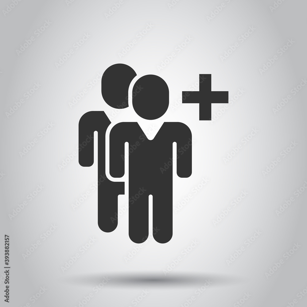 People with plus icon in flat style. Staff vector collection illustration on white isolated background. Human business concept. People with plus icon in flat style. Staff vector collection illustration on white isolated background. Human business concept.
