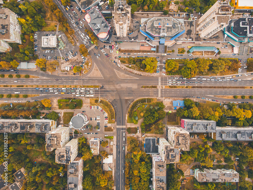 Obraz na płótnie Chisinau, the capital city of Republic of Moldova. Panoramic view from a drone. w salonie