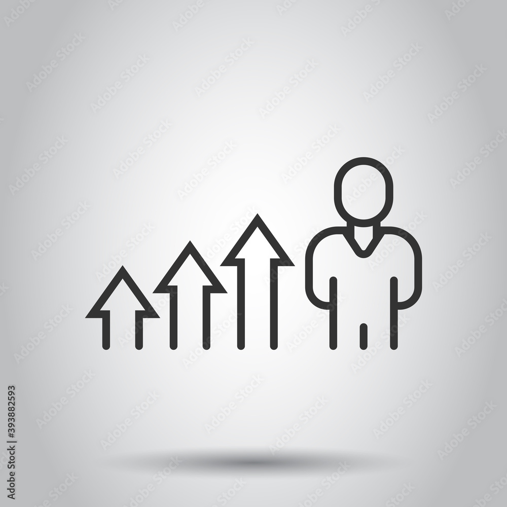 People with growth arrow icon in flat style. Work strategy vector illustration on white isolated background. Office training business concept. People with growth arrow icon in flat style. Work strategy vector illustration on white isolated background. Office training business concept.