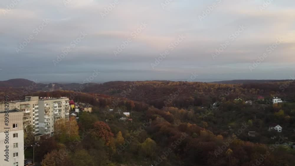Aerial view of a drone flying over the buildings, roof shooting and architecture. Aerial view of a drone flying over the buildings, roof shooting and architecture.