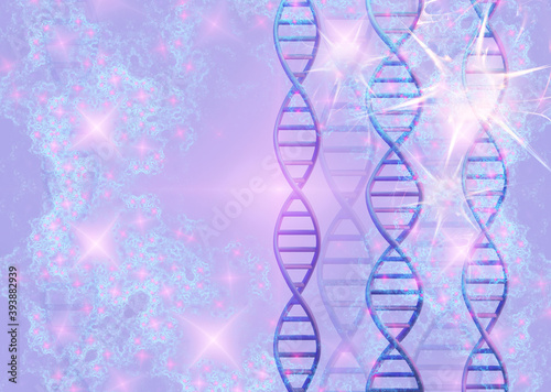 DNA molecules structure on magic fractal background. Science and Technology concept  3d render