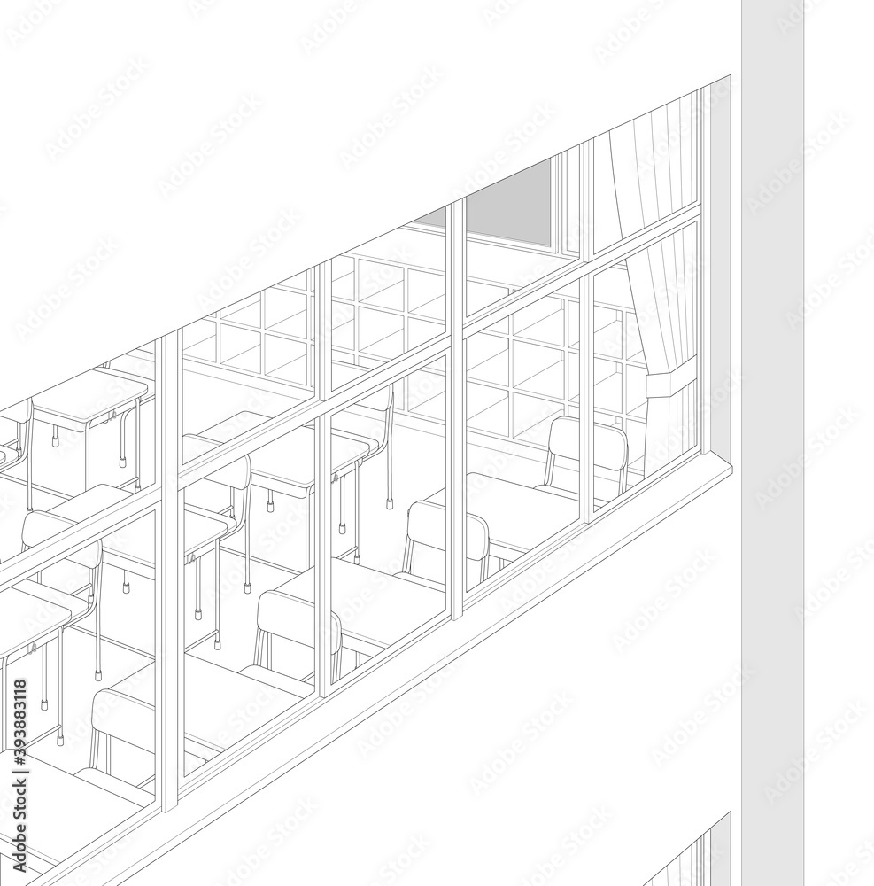 学校 校舎 教室 窓際 漫画風背景素材 Stock ベクター Adobe Stock