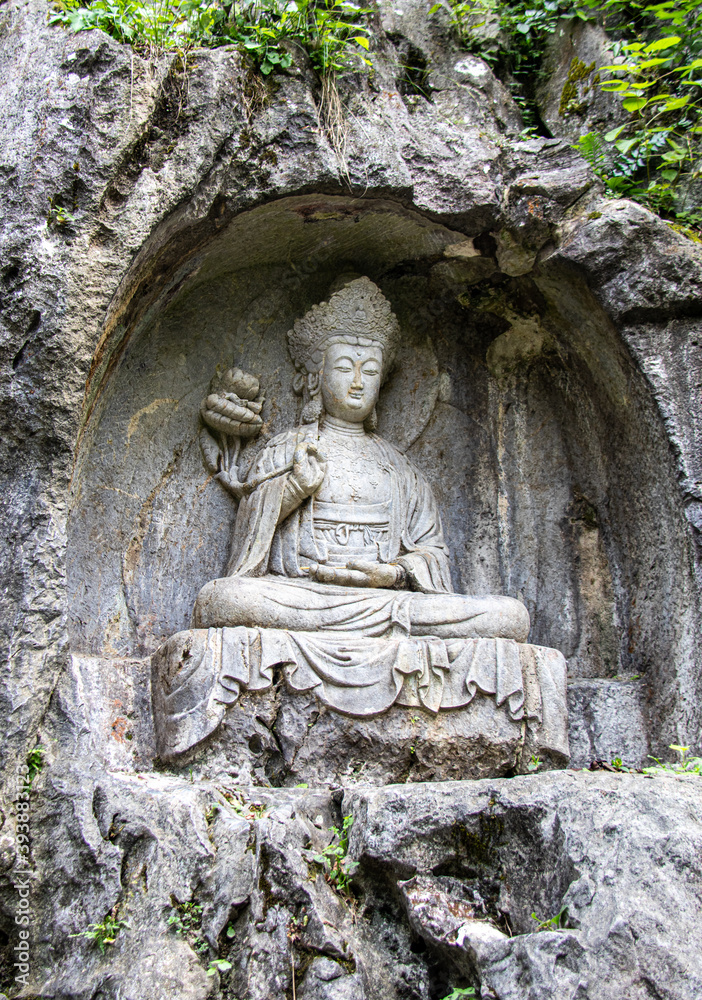 Statue bouddhiste de Feilai Feng à Hangzhou, Chine