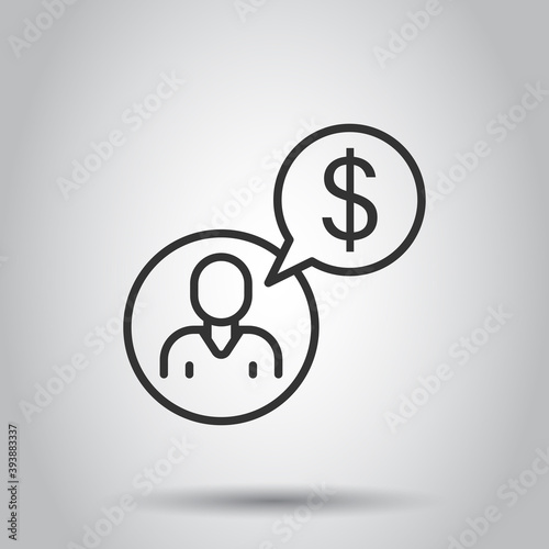 People with money icon in flat style. Investor vector illustration on white isolated background. Businessman business concept.