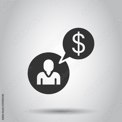 People with money icon in flat style. Investor vector illustration on white isolated background. Businessman business concept.