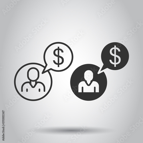 People with money icon in flat style. Investor vector illustration on white isolated background. Businessman business concept.