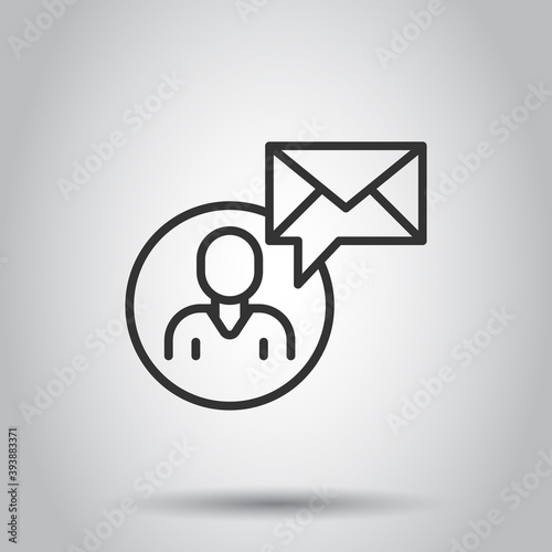 People with envelope icon in flat style. Email receive vector illustration on white isolated background. Message business concept.