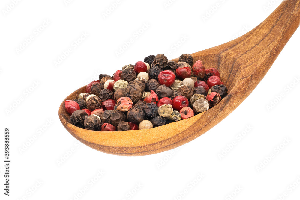 Bunter Pfeffer Auf Holzlöffel Bunter Pfeffer Auf Holzlöffel