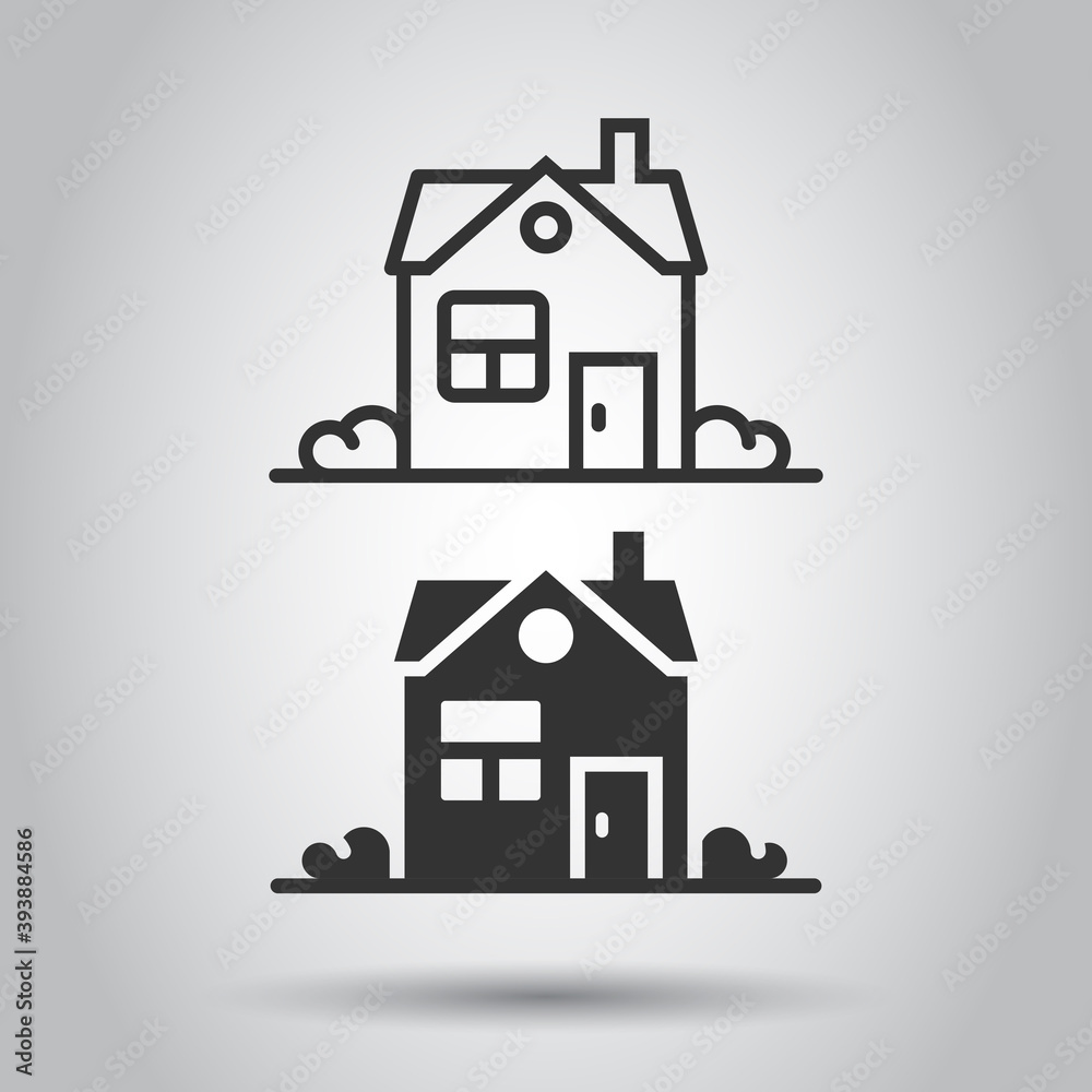 Building icon in flat style. Home vector illustration on white isolated background. House business concept. Building icon in flat style. Home vector illustration on white isolated background. House business concept.