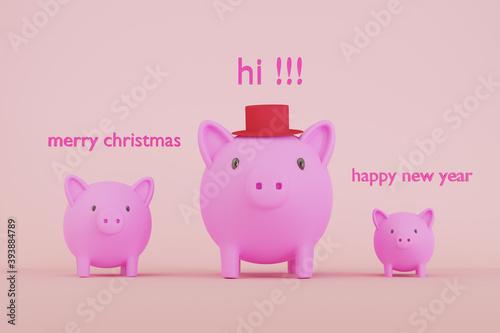 3D rendered illustration of cute pink piggy banks © SOPONE