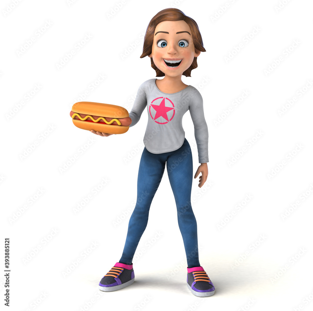 Fun 3D illustration of a cartoon teenage girl Fun 3D illustration of a cartoon teenage girl