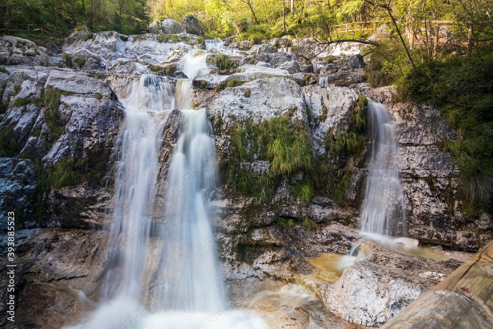 Obraz premium Landscape and waterfall at Cadini del Brenton - Sospirolo - Italy